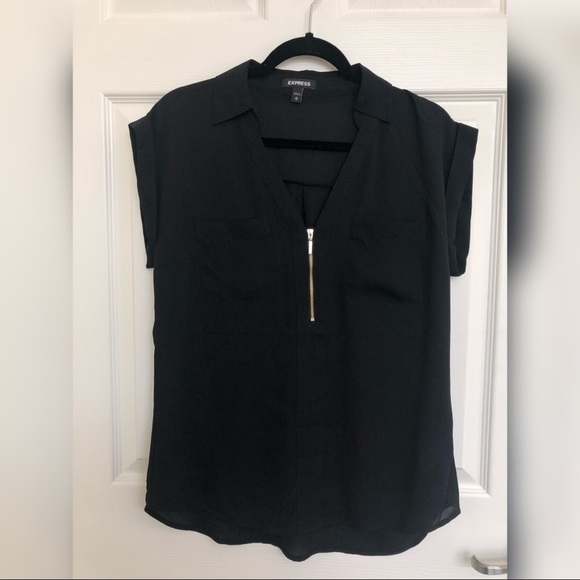 Express Gold Zip-Front Top - Picture 1 of 4